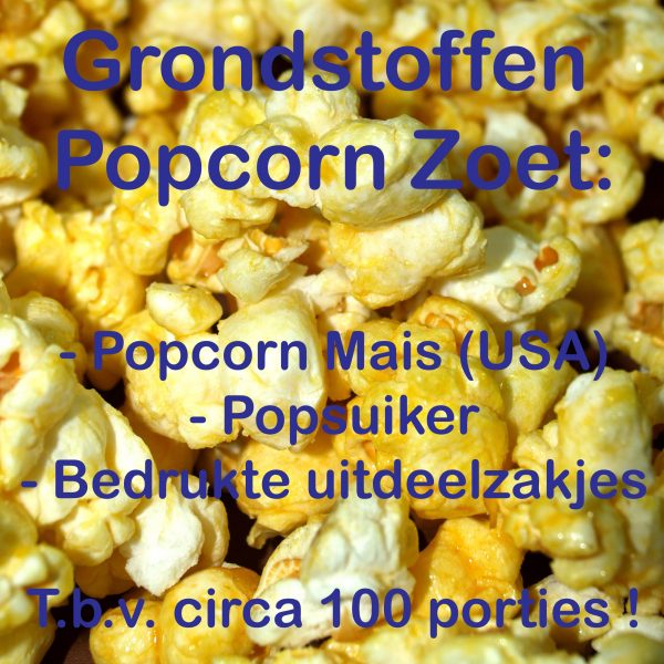 Popcorn Zoet Grondstoffen, popcornmais, popsuiker, popcornzakjes
